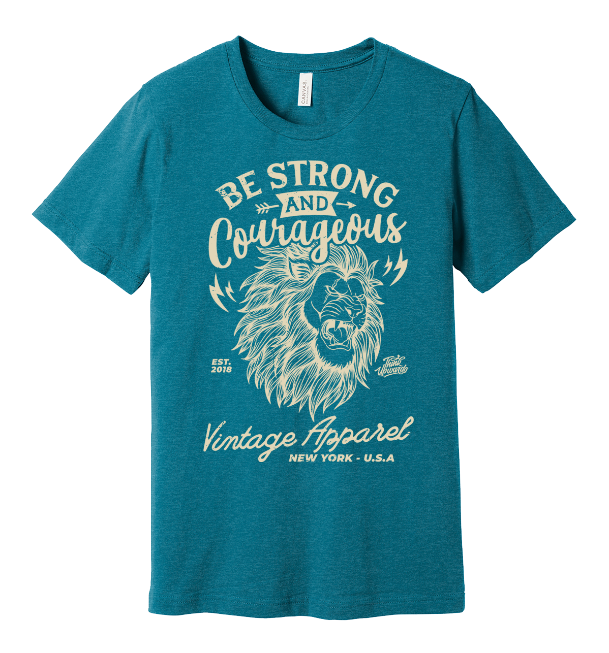 Be Strong - Vintage Style Tee - Heather Teal